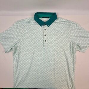 Greyson Mens XXL Teal Snake Print Performance Golf Polo Shirt Short Sleeve White